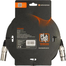 Carregar imagem no visualizador da galeria, Cabo Para Microfone Player XLR(F) x XLR(M) 3m Preto Hayonik