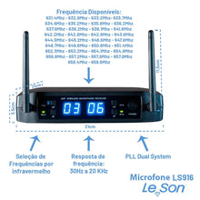 Carregar imagem no visualizador da galeria, Microfone Sem Fio Ls916 Digital Multifrequencia Leson