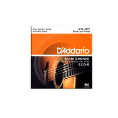 Cordas Para Violão Aço D Addario Bronze 80/20 Ej10-b+pl010 010