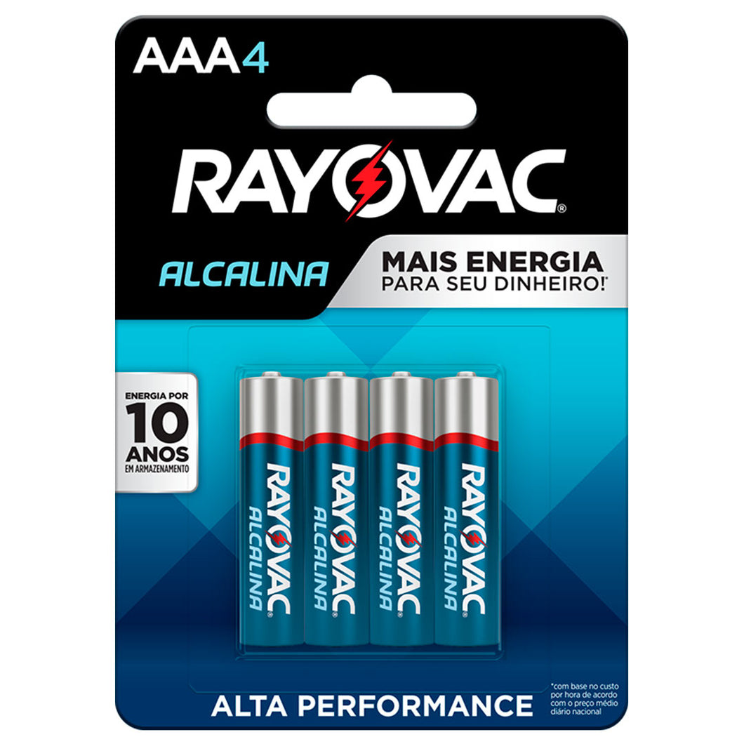 4 Pilhas Alcalinas Aaa Rayovac