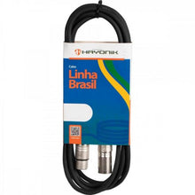 Carregar imagem no visualizador da galeria, Cabo para Microfone Linha BRASIL XLR(F) X XLR(M) 5m Preto HAYONIK
