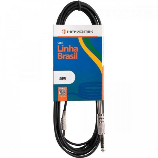 Cabo de Áudio Linha Brasil P2 Estéreo X P10 Estéreo 5m Preto Hayonik