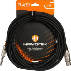 Cabo Para Microfone Player XLR(F) X P10 7m Preto Hayonik