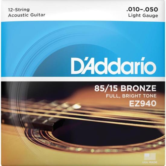 Encordoamento Violão Aço 12 Cordas .010-.050 85/15 Bronze EZ940 D Addario