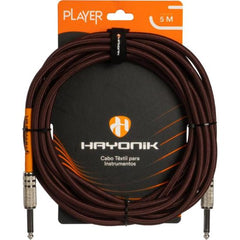 Cabo Para Instrumentos Player P10 Textil 5m Marrom Hayonik