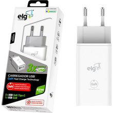 Carregar imagem no visualizador da galeria, Carregador USB W65GAN 3 Saídas 3A ELG
