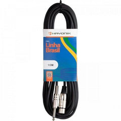 Cabo para Microfone Linha BRASIL XLR(F) X P10 10M Preto HAYONIK