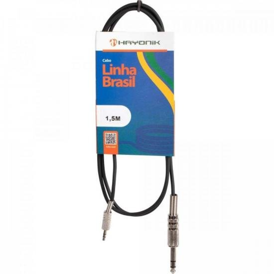 Cabo de Áudio Linha Brasil P2 Estéreo X P10 Estéreo 1,5m Preto Hayonik