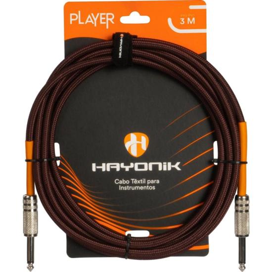 Cabo Para Instrumentos Player P10 Textil 3m Marrom Hayonik