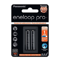 Pilha Recarregável Eneloop Pro Aaa2 Panasonic 02 Unidades