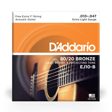 Carregar imagem no visualizador da galeria, Encordoamento Violão Aço 10-47 Corda Extra D Addario EJ10-B
