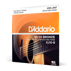 Encordoamento Violão Aço 10-47 Corda Extra D Addario EJ10-B