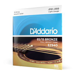 Encordoamento Violão Aço 12C 10-50 D Addario 85/15 Bronze