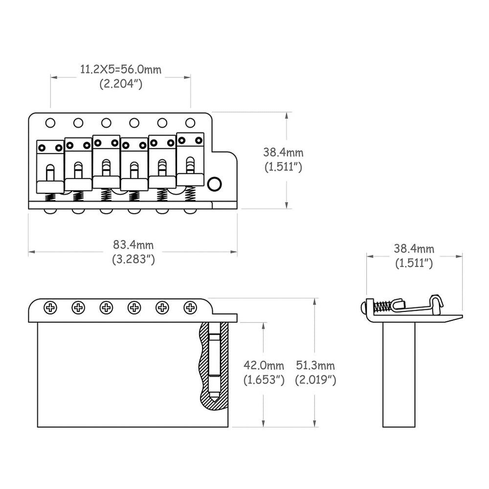 Ponte Sistema Trêmolo Guitarra Strato Spirit TF40N-GD-WH