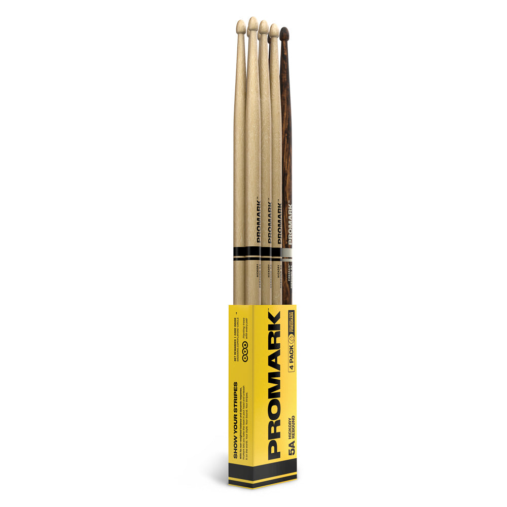 Baqueta 5A Rebound (3 Pares) e Firegrain 5A (1 Par) ProMark