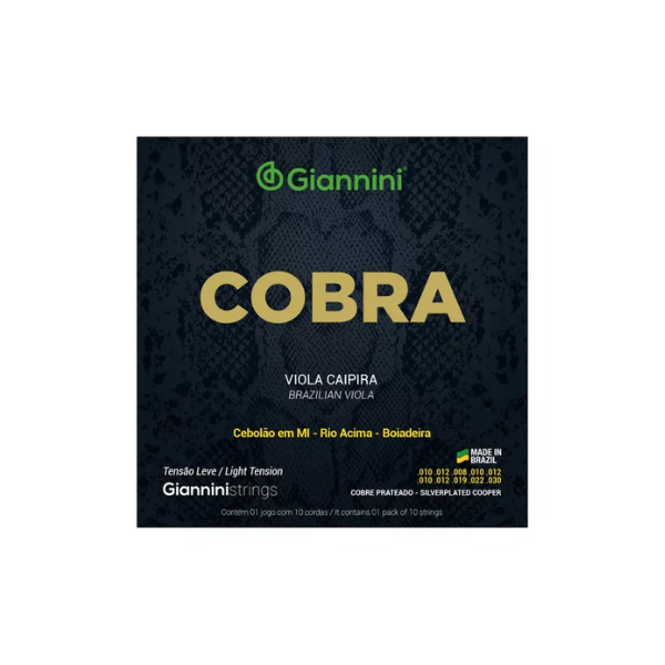 Encordoamento para Viola Caipira Cebolão em Mi Tensão Leve Giannini Cobra