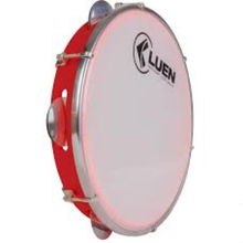 Carregar imagem no visualizador da galeria, Pandeiro 10&quot; ABS  Vermelho  C/ 6 afinações, pele leitosa -   Luen
