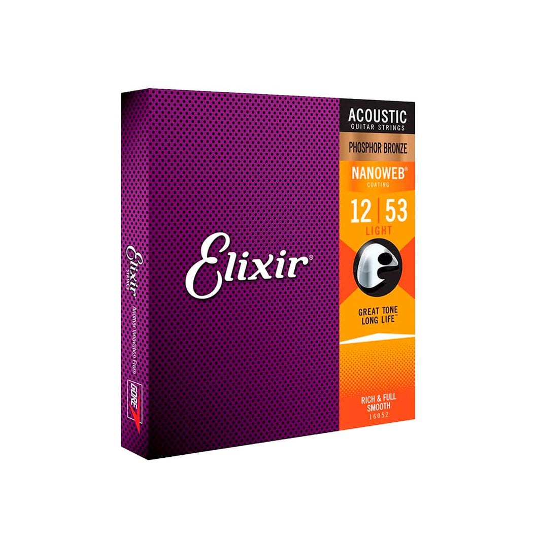 Corda .012 Light Phosphor Bronze Para Violão Aço Nanoweb Elixir