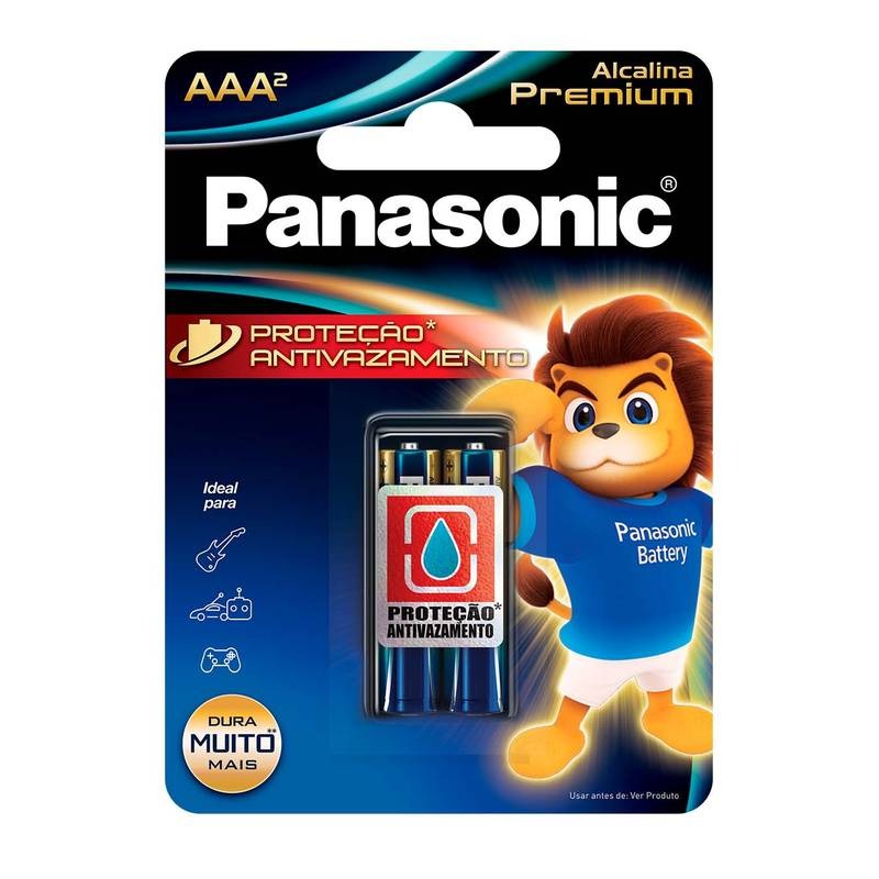 Pilha Alcalina Premium Panasonic Aaa Palito 02 Unidades Lr03egr/2b96