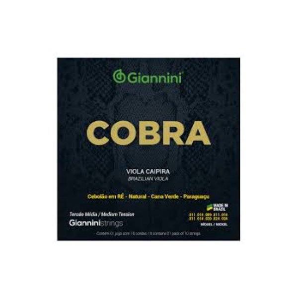 Encordoamento para Viola Caipira Cebolão em Ré Tensão Média Giannini Cobra
