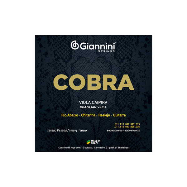 Encordoamento para Viola Caipira Tensão Pesada Giannini Cobra